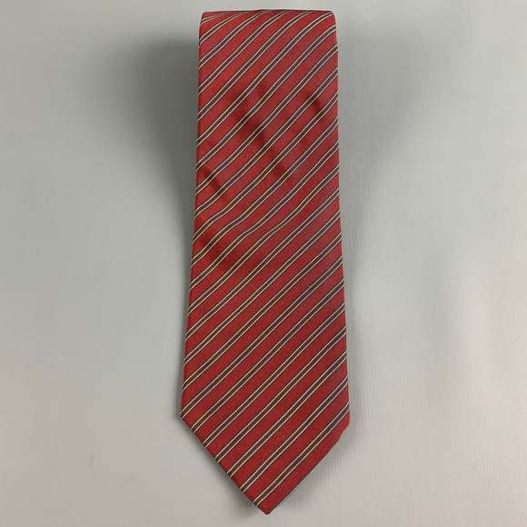 MICKY Other - MICKY Burgundy Brown Diagonal Stripe Silk  Cotton Tie